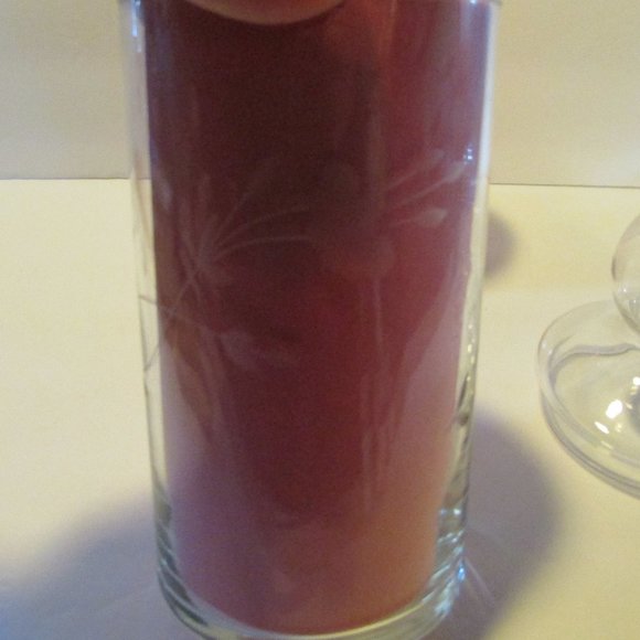 set vtg clear glass etched tall apothecary jars ball shaped lids grandmacore - Picture 4 of 13